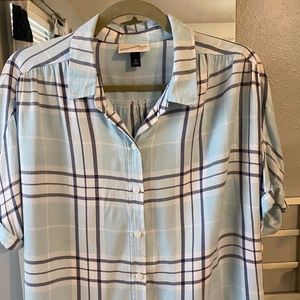 Universal Thread Light Blue Plaid Soft Top